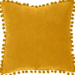atmosphera Cojines Y Fundas Decorativas>Cojín Ocre Con Pompones 40x40Cm