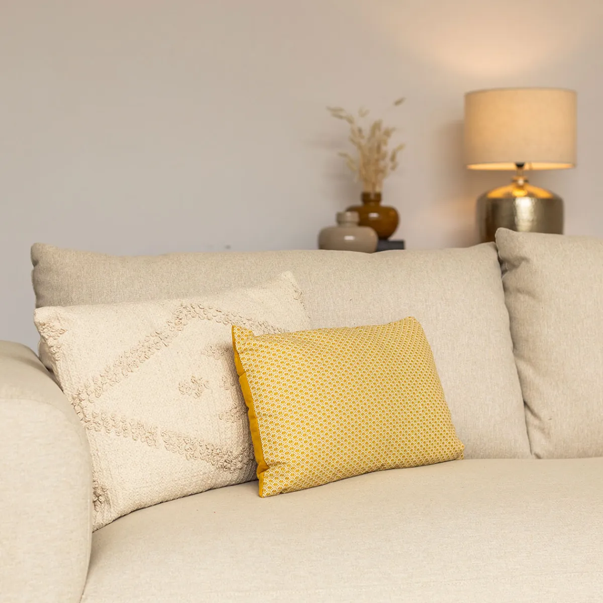 atmosphera Cojines Y Fundas Decorativas>Cojín Otto Ocre Decorado 30x50Cm