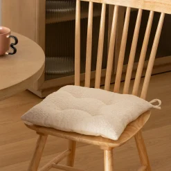 atmosphera Cojines Y Fundas Decorativas>Cojín Para Silla Bouclette Marfil 38x38cm