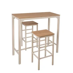 Mesas Para Comer>Cojunto de bar NATTES mesa y 2 taburetes beige
