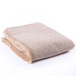 atmosphera Edredones Y Colchas>Colcha STONEWASHED con flecos beige 220x240cm