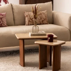 atmosphera Mesas Bajas Y Auxiliares>Conjunto de 2 mesas auxiliares JIVAN de madera