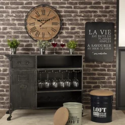 atmosphera Puff Y Banquitos>Conjunto de 2 puf ALFRED de metal y mdf 27/32cm