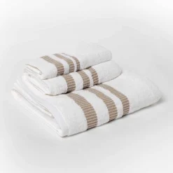 Toallas De Baño>Conjunto de 3 toallas de baño CHLOÉ blanco