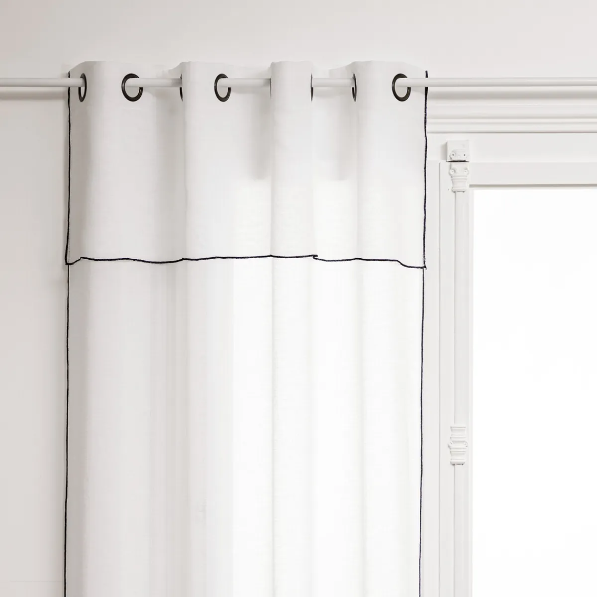 atmosphera Cortinas>Cortina Fred Blanco Y Rayas Negro 140x240cm