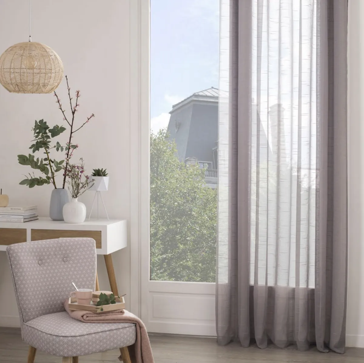 atmosphera Cortinas>Cortina Sam Organza Gris 140x240Cm