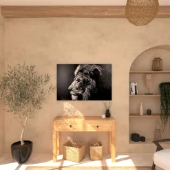 atmosphera Lienzos Y Cuadros Decorativos>Cuadro Deco León Negro/Blanco 78x118Cm