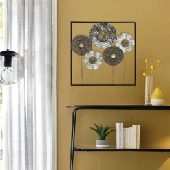 atmosphera Lienzos Y Cuadros Decorativos>Cuadro Deco Metal Flor 50x50Cm