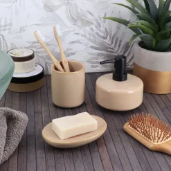 Accesorios De Lavabo>Dispensador jabón líquido de cerámica beige 400ml