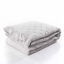 Edredones Y Colchas>Edredón AMALFI gris con encaje 250x260cm