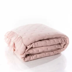 Edredones Y Colchas>Edredón AMALFI rosa con encaje 250x260cm