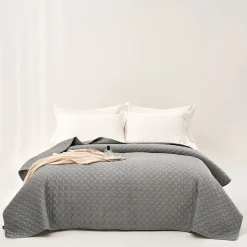 hôma Edredones Y Colchas>Edredón BISTROL gris de terciopelo 220x240cm