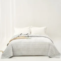 hôma Edredones Y Colchas>Edredón IVREA gris de terciopelo 240x260cm