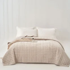 hôma Edredones Y Colchas>Edredón SEATTLE gris de terciopelo 240x260cm