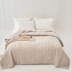 hôma Edredones Y Colchas>Edredón SEATTLE gris de terciopelo 240x260cm