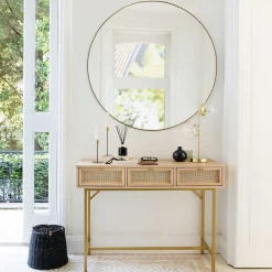 atmosphera Espejos>Espejo de pared ALICE redondo de metal dorado