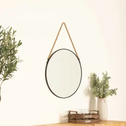 atmosphera Espejos>Espejo de pared ETNIC redondo negro con cuerda