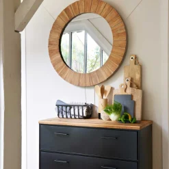 atmosphera Espejos>Espejo Pared De Madera Marrón 83Cm