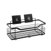Accesorios De Baño>Estante De Baño Negro Metálico Con Adhesivo
