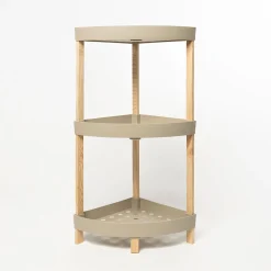 Armarios, Estantes Y Estanterías.>Estante esquinero con 3 niveles beige de madera