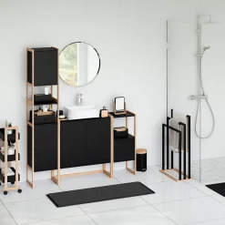 5five Muebles Con Lavabo Y Auxiliares>Estantería 3 Niveles Negra Bambú