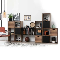 5five Módulo De Mezcla>Estantería marrón oscuro con 6 cubos MIXMODUL