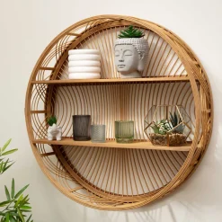 atmosphera Estantes Y Cómodas|Estilo Oriental>Estantería Redonda De Bambú Ina 70x15x70Cm