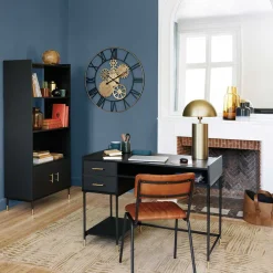 atmosphera Estantes Y Cómodas|Estilo Industrial>Estantería TEDY negro 2 puertas mdf e metal 170cm