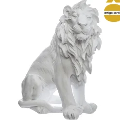 atmosphera Accesorios|Estilo Contemporaneo>Estatua León Resina Blanco/Negro 31Cm