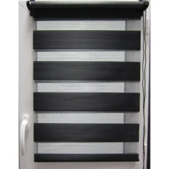 Cortinas>Estor De Tela Noche/Día Negro 57x180Cm