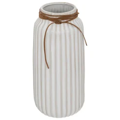 atmosphera Jarrones Y Vasos>Florero Cerámica Blanco 12.8x28Cm