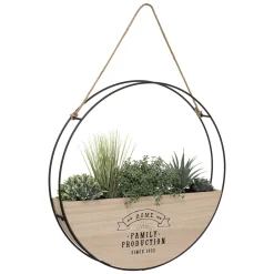 atmosphera Jarrones Y Vasos|Estilo Industrial>Florero Redondo Colgante De Madera 44Cm