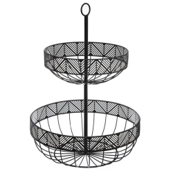 5five Fruteros>Frutero Metálico Negro 2 Niveles 42Cm