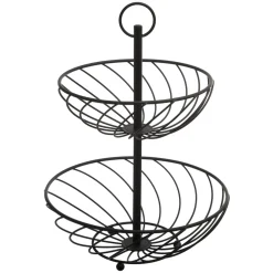 secret d'gourmet Fruteros>Frutero Metálico Negro C/2 Niveles 34x27