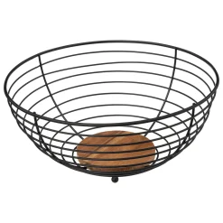 5five Fruteros>Frutero Negro Metálico Y Madera 28cm
