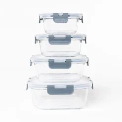 Tapas Y Cubiertas>Hermético Cuadrado Vidrio 0.32L