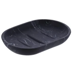 Accesorios De Lavabo>Jabonera Baño Negra Efecto Mármol