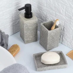 Accesorios De Lavabo>Jabonera De Poliresina Efecto Piedra