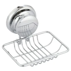 Accesorios De Lavabo>Jabonera Metálica Cromada Con Ventosa