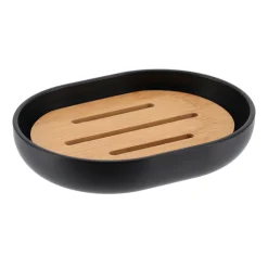 Accesorios De Lavabo>Jabonera Negra De Bambú