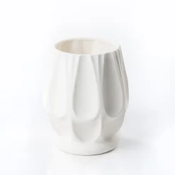 Jarrones Y Vasos>Jarrón blanco de cerámica 21.5cm