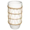 atmosphera Jarrones Y Vasos>Jarrón Blanco De Cerámica Decoración Ratán