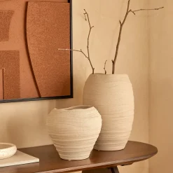 atmosphera Jarrones Y Vasos>Jarrón blanco de cerámica 20x22cm