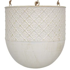 atmosphera Jarrones Y Vasos>Jarrón colgante TINO de metal blanco 36cm