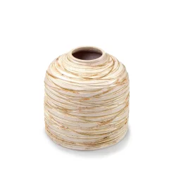 Jarrones Y Vasos>Jarrón De Cerámica A Rayas Beige 20Cm