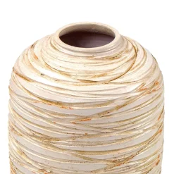 Jarrones Y Vasos>Jarrón De Cerámica A Rayas Beige 20Cm