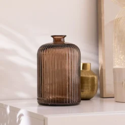 atmosphera Jarrones Y Vasos>Jarrón LUZ marrón de vidrio 23cm