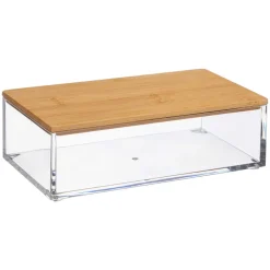 5five Accesorios De Lavabo>Joyero Acrílico Con Tapa De Bambú