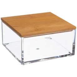 5five Accesorios De Lavabo>Joyero Acrílico Con Tapa De Bambú