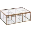 atmosphera Accesorios>Joyero Dorado De Metal/Vidrio 20x14x7Cm